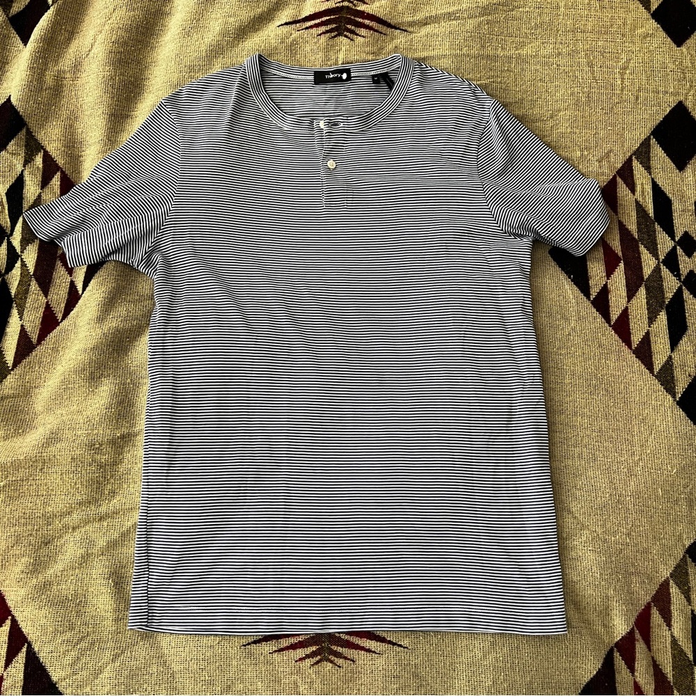 NWOT Theory Blue and White Striped Men's Shirt